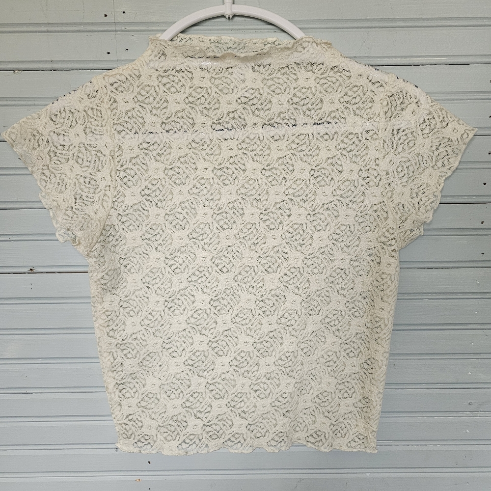 Women's Lace Crop Top in Cream